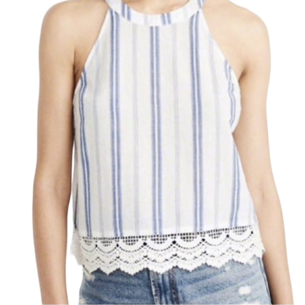 Abercrombie & Fitch Women's blue and white striped halter tank, Sz M